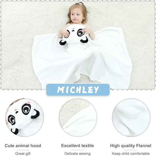 MICHLEY Panda Hooded Baby Swaddling Blanket Soft Winter Plush Throw