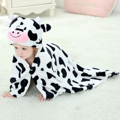 MICHLEY Baby Cow Hooded Swaddling Blanket Soft Winter Warm Throw