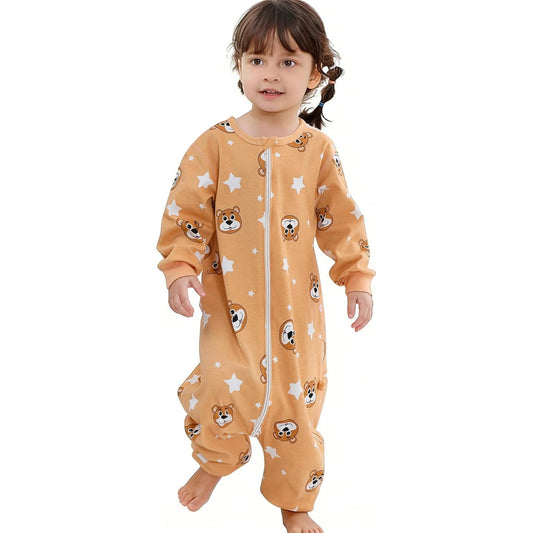 MICHLEY Brown Bear Toddler Long Sleeve Cotton Sleeping Bag