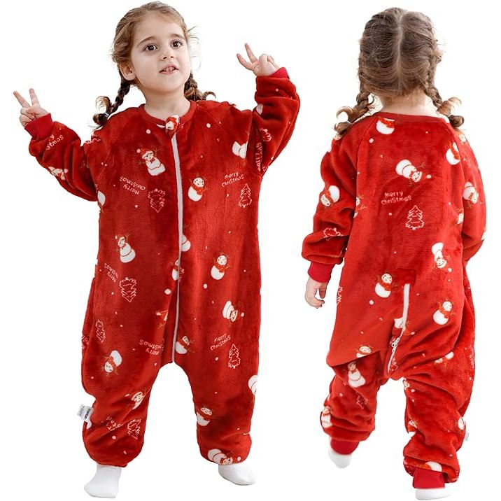 MICHLEY Snowy Red Toddler Flannel Sleeping Sack with Feet
