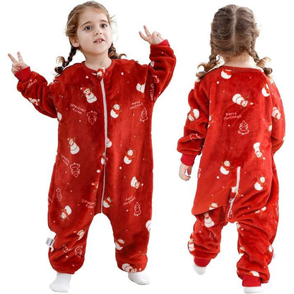 MICHLEY Snowy Red Toddler Flannel Sleeping Sack with Feet