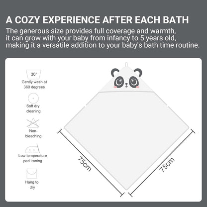 MICHLEY Panda Bamboo Viscose Baby Hooded Towel Ultra-Soft