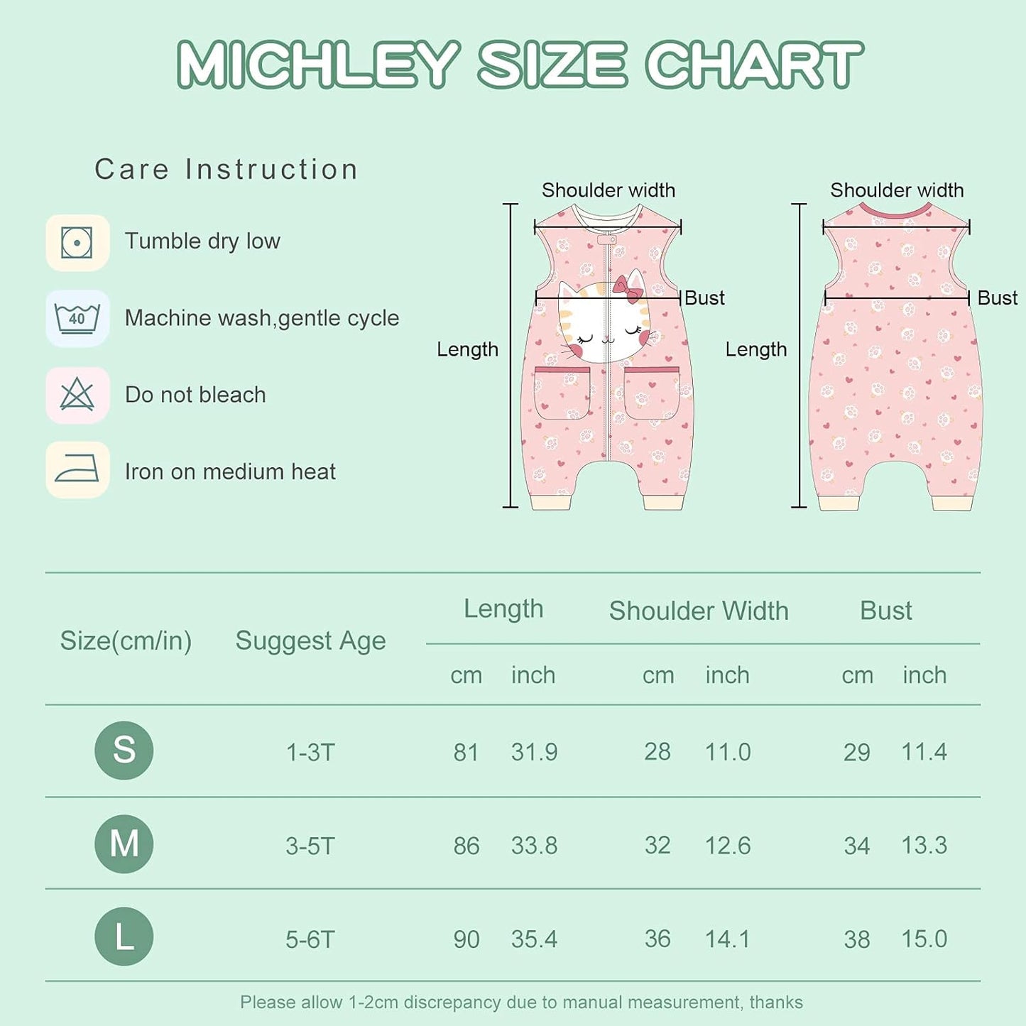 MICHLEY Pink Cat Toddler Wearable Blanket Winter Sleeveless Sleep Sack Paws Print