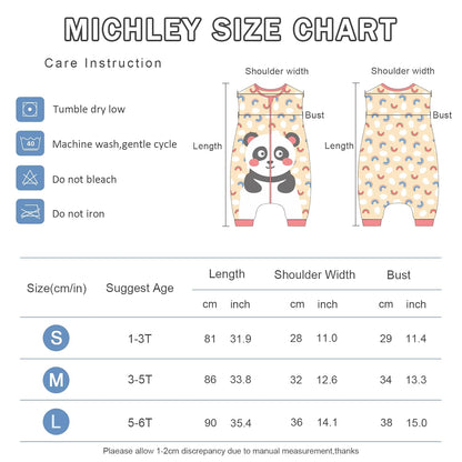 MICHLEY Baby Rainbow Panda Sleeping Sack with Feet Sleeveless Wearable Blanket