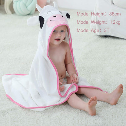 MICHLEY Cow Baby Bathrobe Unisex Farm Animal Hooded Cotton Towel Robe