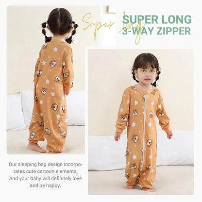 MICHLEY Brown Bear Toddler Long Sleeve Cotton Sleeping Bag