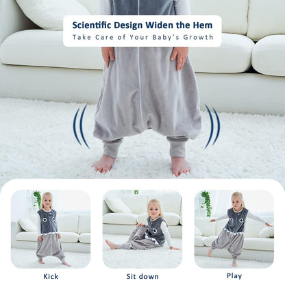 MICHLEY Baby Grey Cartoon Eyes Sleeping Sack with Feet Wearable Blanket