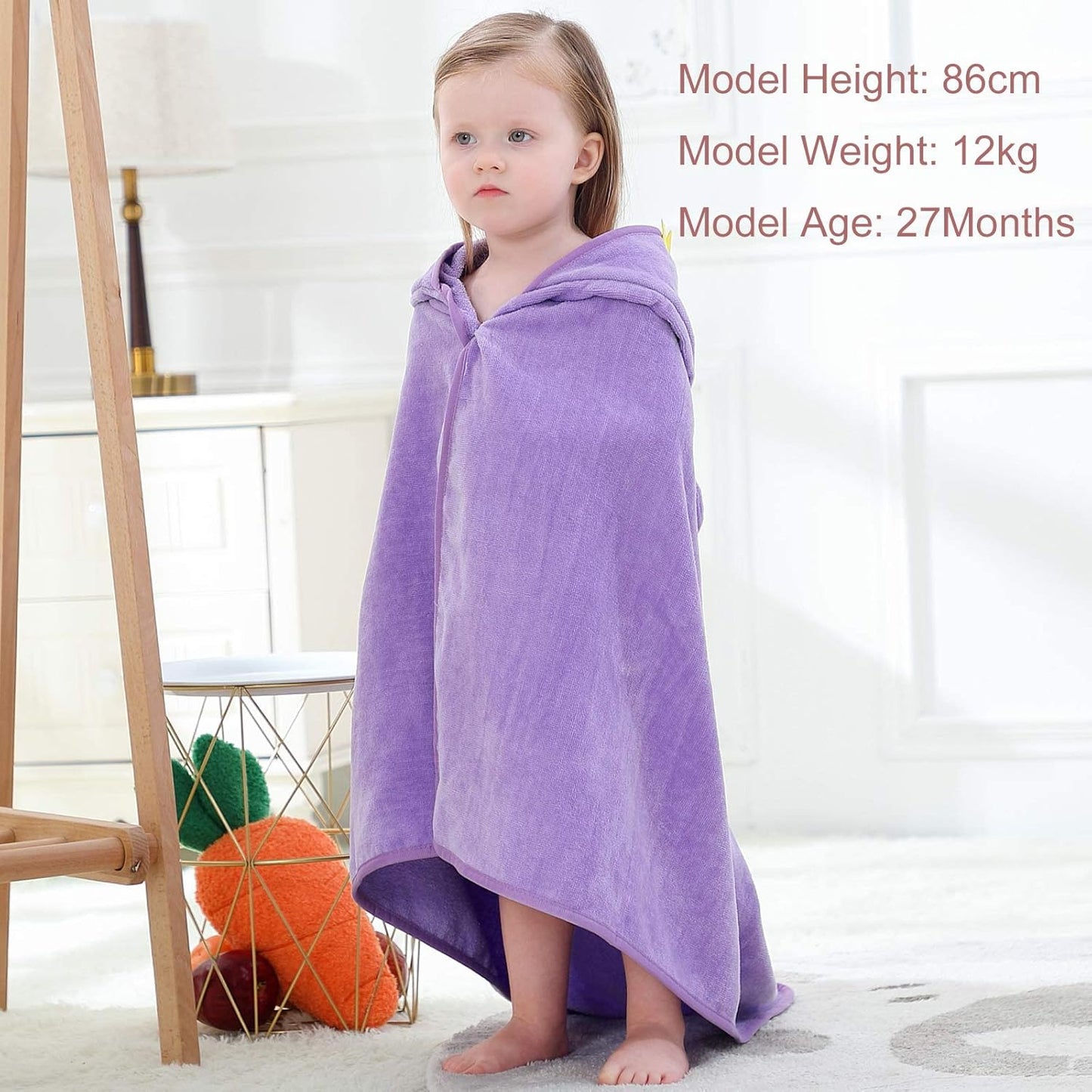 MICHLEY Baby Purple Pirate Bird Hooded Bathrobe Premium Cotton Towel Robe