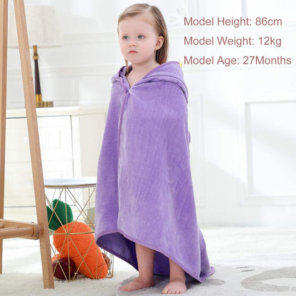 MICHLEY Baby Purple Pirate Bird Hooded Bathrobe Premium Cotton Towel Robe