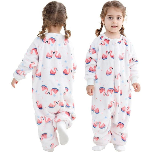 MICHLEY Pink Flamingo Toddler Flannel Sleeping Sack with Feet