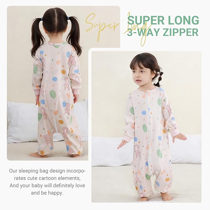 MICHLEY Pink Cute Bunny Toddler Long Sleeve Cotton Sleeping Bag