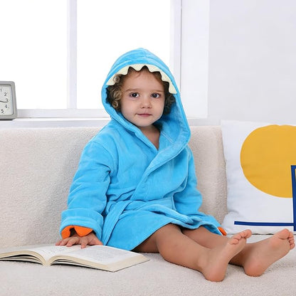 MICHLEY Baby Dinosaur Hooded Bathrobe Soft Cotton Towel Robe