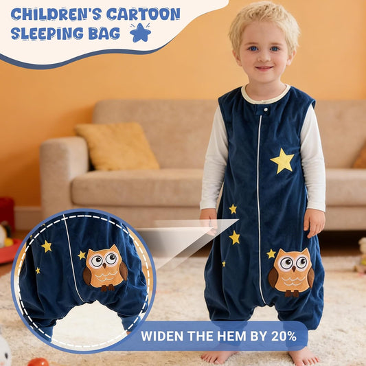 MICHLEY Baby Dark Blue Owl Sleeping Sack with Feet Wearable Blanket
