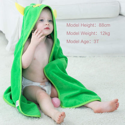 MICHLEY Green Dinosaur Baby Hooded Bath Towel Soft Beach Swimming Robe