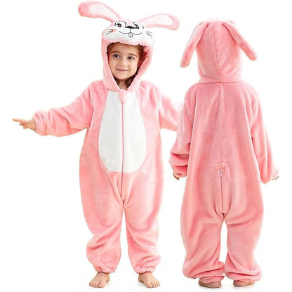 MICHLEY Baby Pink Long Eared Bunny Romper Soft Flannel Rabbit Costume