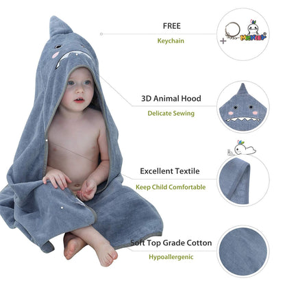 MICHLEY Shark Hooded Towel for Kids Soft Cotton Baby Beach Cover Up Swim Robe