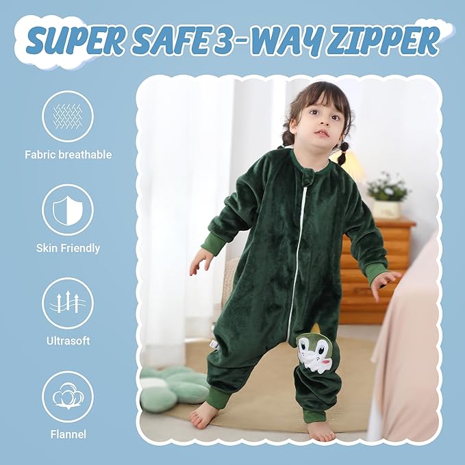 MICHLEY Kids Unicorn Dinosaur Sleeping Bag – Flannel Wearable Pajamas