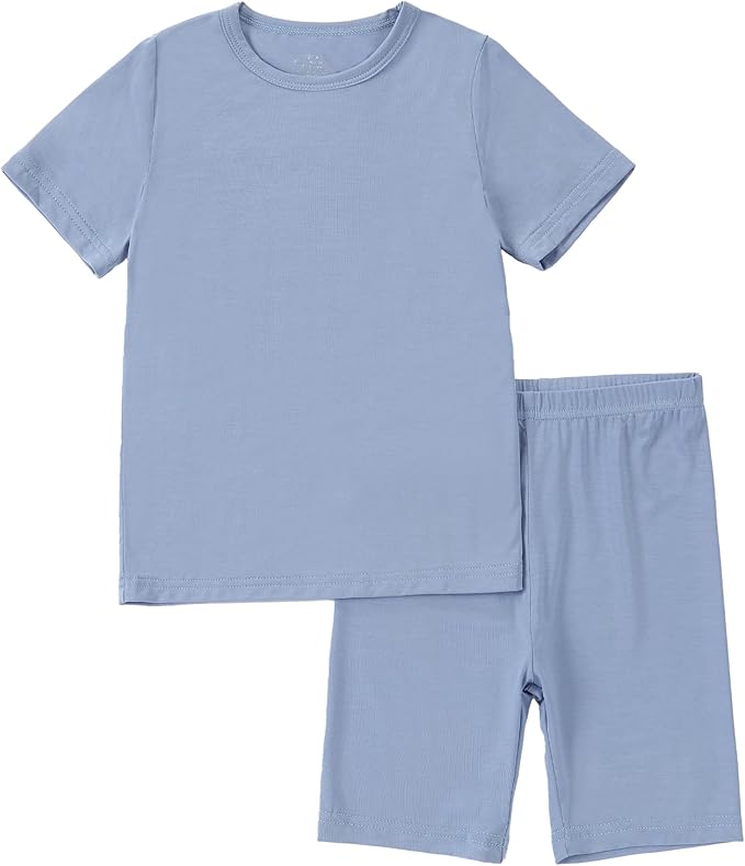 MICHLEY Kids Bamboo Viscose Pajamas Set Soft Stretchy Sleepwear (Blue)