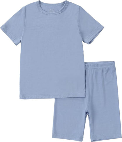 MICHLEY Kids Bamboo Viscose Pajamas Set Soft Stretchy Sleepwear (Blue)