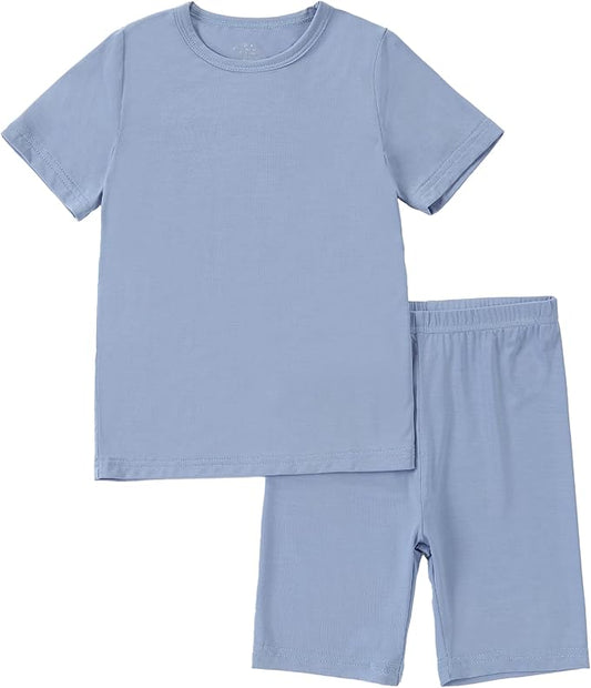 MICHLEY Kids Bamboo Viscose Pajamas Set Soft Stretchy Sleepwear (Blue)