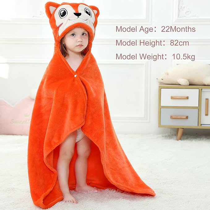 MICHLEY Baby Fox Hooded Swaddling Blanket Soft Winter Warm Throw