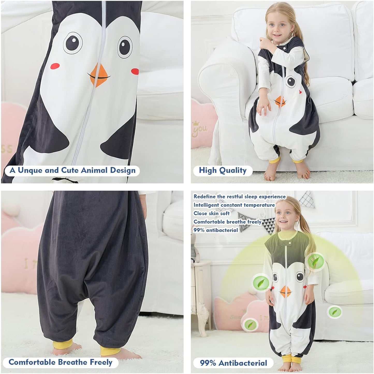 MICHLEY Baby Penguin Sleeping Sack with Feet Wearable Blanket