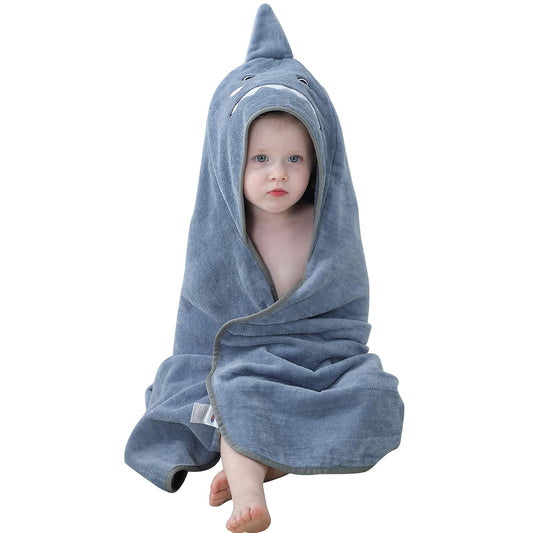 MICHLEY Shark Hooded Towel for Kids Soft Cotton Baby Beach Cover Up Swim Robe