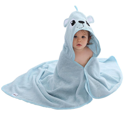 MICHLEY Blue Bear Bamboo Viscose Baby Hooded Towel Ultra-Soft