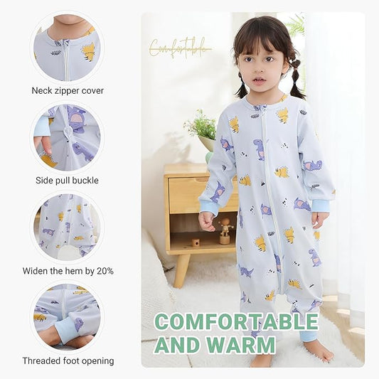 MICHLEY Purple Dinosaur Toddler Long Sleeve Cotton Sleeping Bag