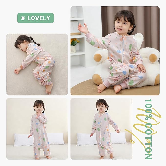 MICHLEY Pink Cute Bunny Toddler Long Sleeve Cotton Sleeping Bag
