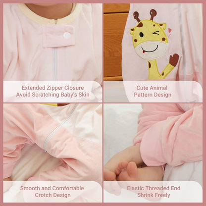 MICHLEY Pink Giraffe Toddler Sleeveless Sleeping Bag Winter Polyester Wearable Blanket