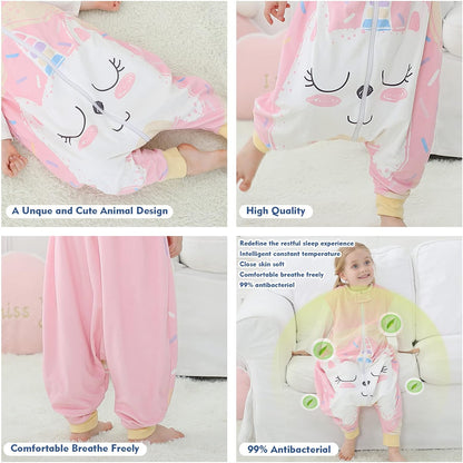 MICHLEY Baby Pink Unicorn Sleeping Sack with Feet Wearable Blanket