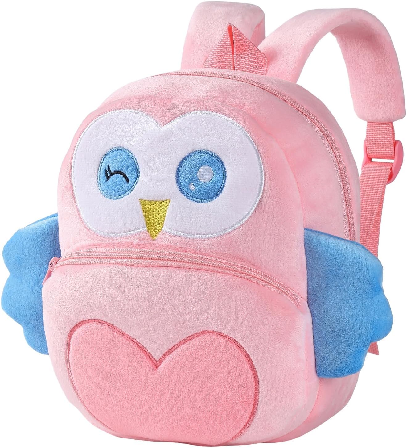 MICHLEY Kids Pink Owl Plush Animal Backpack Soft Kindergarten School Bag