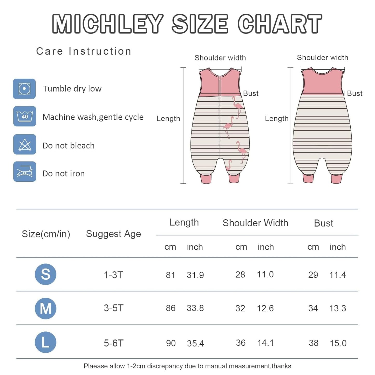 MICHLEY Baby Flamingo Sleeping Sack with Feet Sleeveless Wearable Blanket