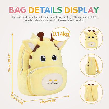 MICHLEY Kids Giraffe Plush Animal Backpack Soft Kindergarten School Bag