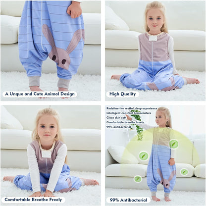 MICHLEY Baby Blue Striped Rabbit Sleeping Sack with Feet Sleeveless Wearable Blanket