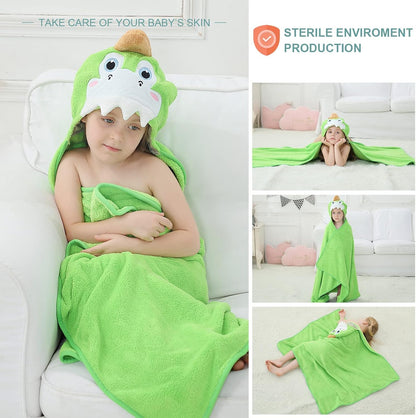 MICHLEY Dinosaur Hooded Baby Towel Soft Cotton Kids Swim Robe 31.5"x53"