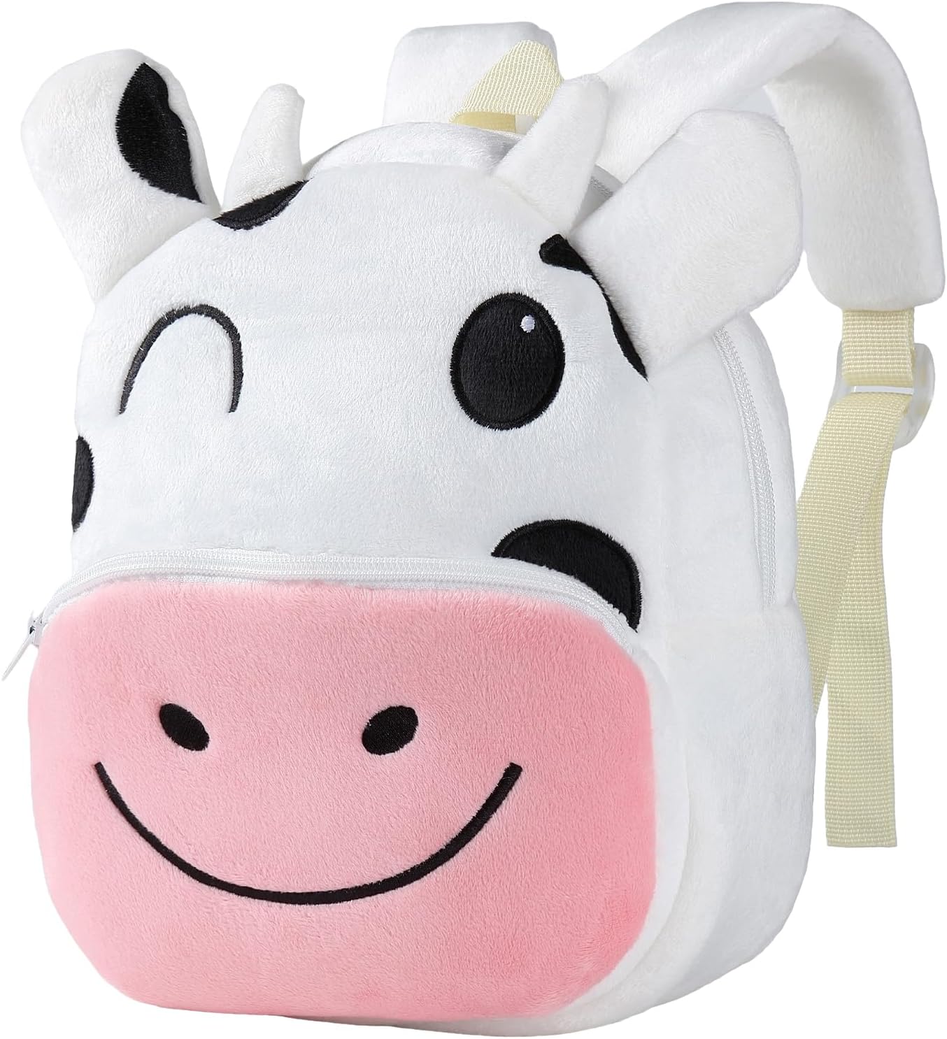 MICHLEY Kids Cow Plush Animal Backpack Soft Kindergarten School Bag