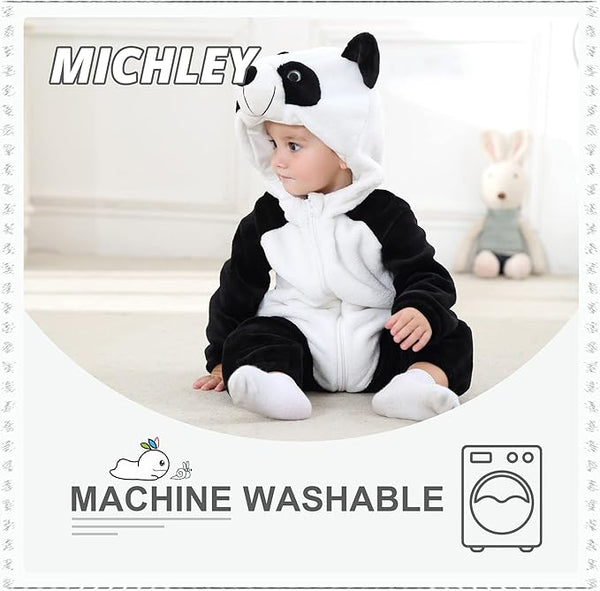 MICHLEY Baby Panda Costume | Flannel Animal Onesie & Romper