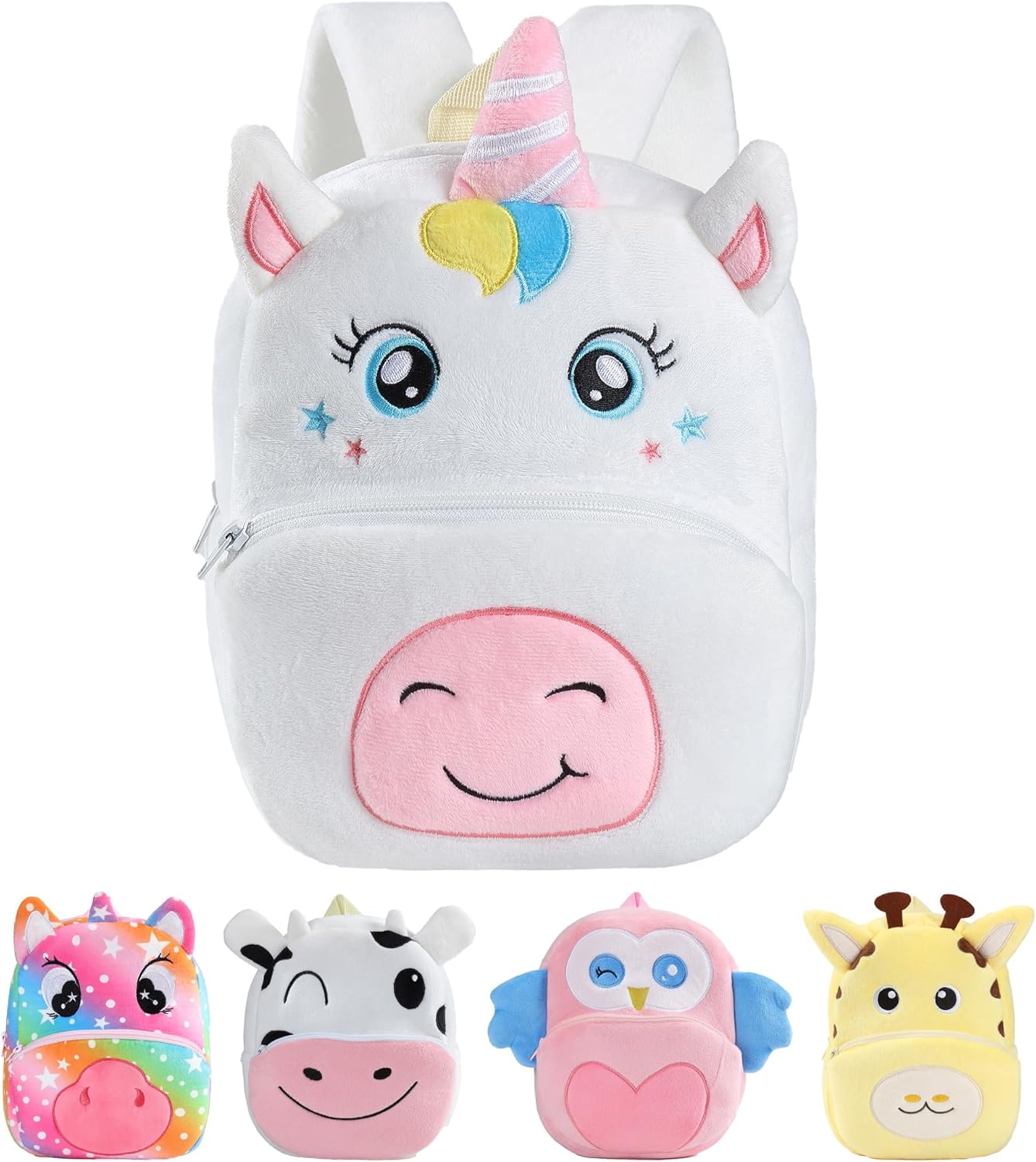 MICHLEY Kids Cute White Unicorn Animal Backpack Mini Daycare Travel Bag