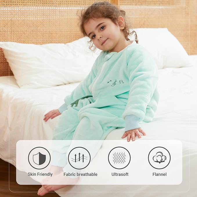 MICHLEY Kids Crocodile Sleeping Bag – Flannel Wearable Pajamas