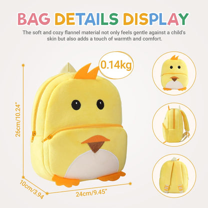 MICHLEY Kids Yellow Duck Plush Animal Backpack Soft Kindergarten School Bag