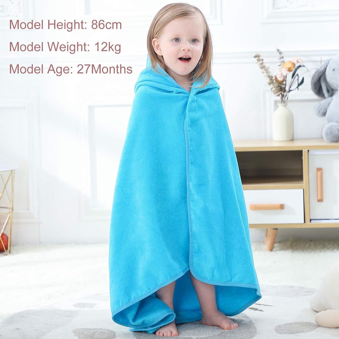 MICHLEY Blue Whale Baby Hooded Bath Towel Soft Beach Swimming Cape