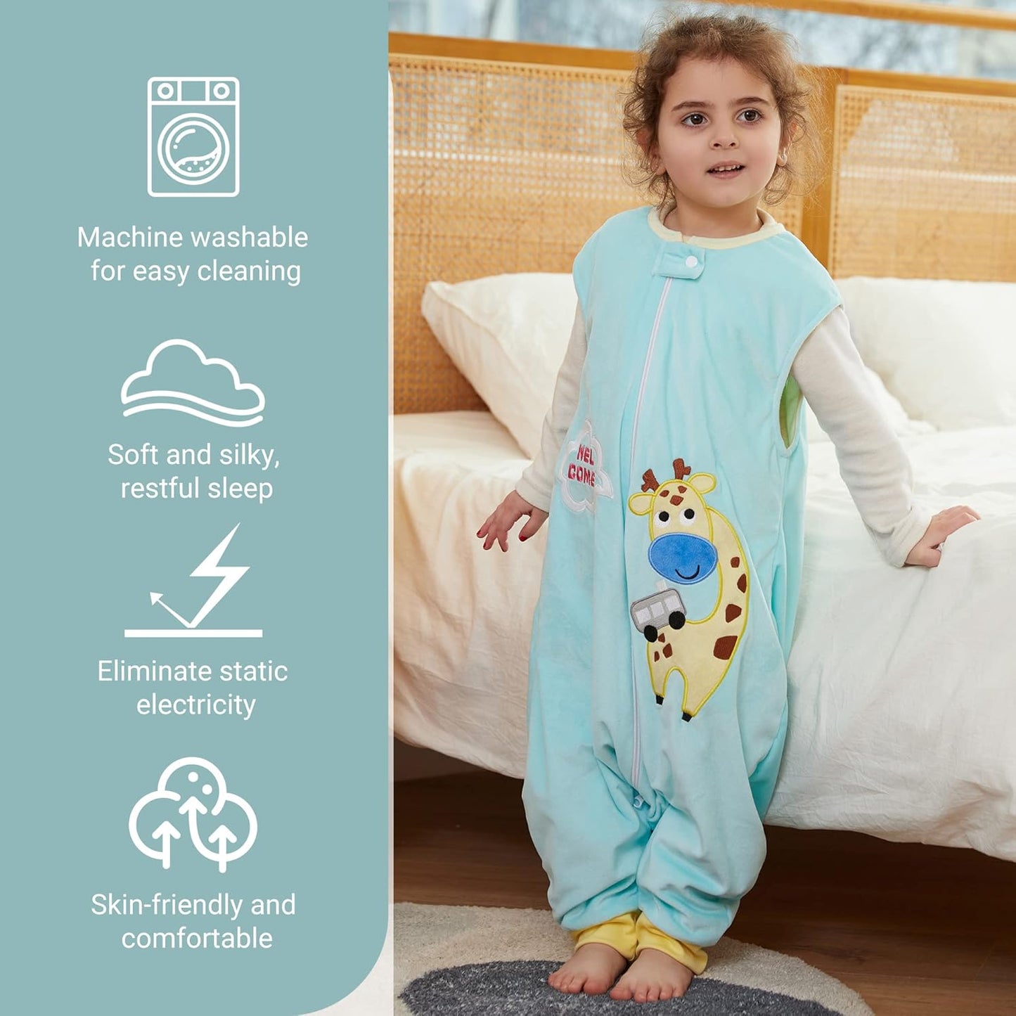 MICHLEY Giraffe Toddler Sleeveless Sleeping Bag Winter Polyester Wearable Blanket