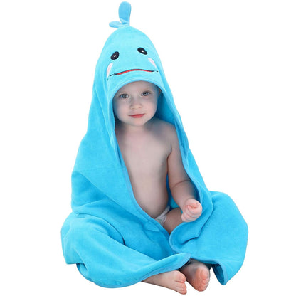 MICHLEY Blue Whale Baby Hooded Bath Towel Soft Beach Swimming Cape