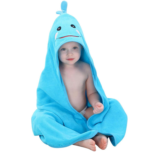 MICHLEY Blue Whale Baby Hooded Bath Towel Soft Beach Swimming Cape