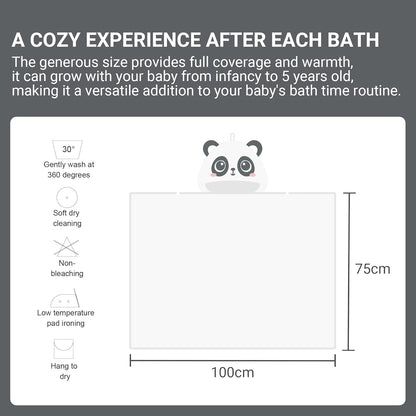MICHLEY Panda Bamboo Viscose Baby Hooded Towel Ultra-Soft