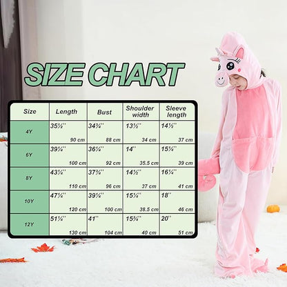 MICHLEY Kids Pink Unicorn Animal Cosplay Costume Soft Flannel Romper