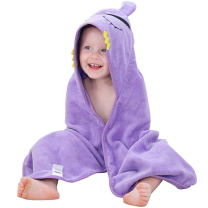 MICHLEY Baby Purple Pirate Bird Hooded Bathrobe Premium Cotton Towel Robe