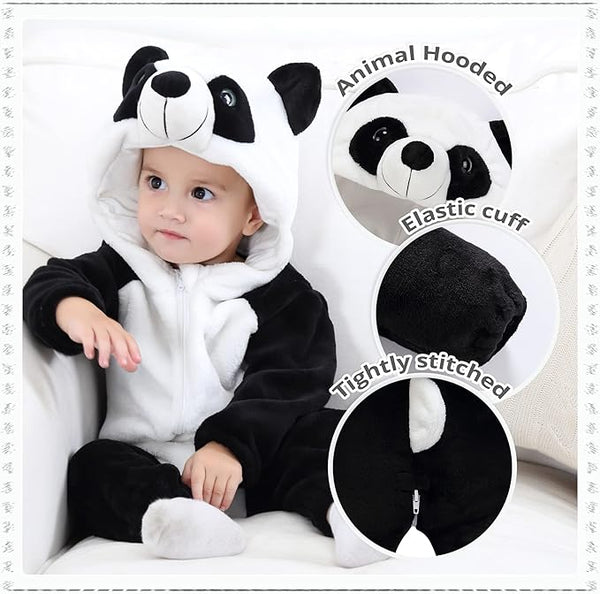 MICHLEY Baby Panda Costume | Flannel Animal Onesie & Romper